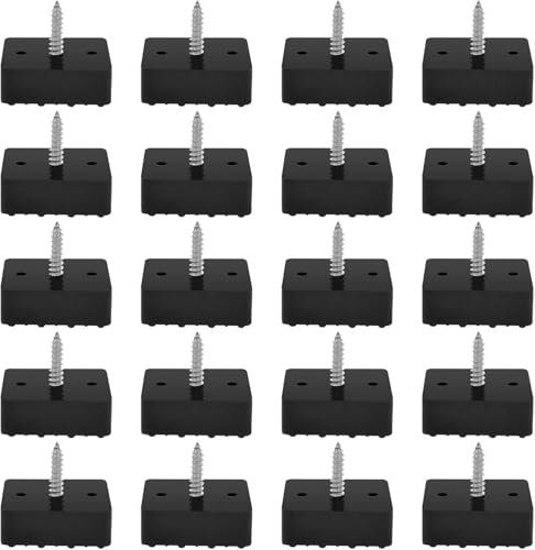 Oykrueats 20 Stück Quadratisch Gummifüße Schraubbar,Schwarz Gummifüße,22 x 22mm Möbelfüße Outdoor,rutschfest Stuhlbein Verlängerung,Gummi Füße,für Alle Arten von Möbeln,Tischen,Stühlen und Böden