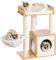 Heybly Árbol para Gatos, Columna De Madera con Plataforma 30 x 50 cm, Poteau con Panier para Gato, 2 Postes De Sisal. Estable, Apto para Gatos Pequeños Y Medianos, Bois de Noyer HCT007SWB