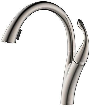 Rubinetto da cucina semplice in ottone spazzolato oro, maniglia singola, doppi comandi caldo e freddo, rubinetto lavello nero estraibile a 2 funzioni(Nickel)