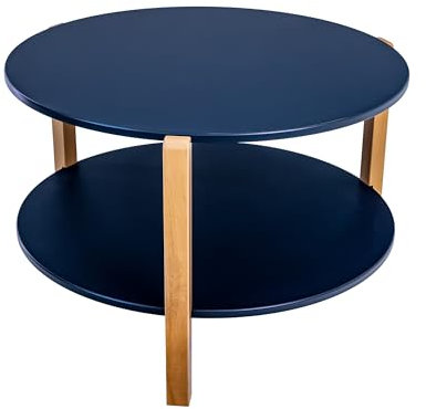 POSNORD Runde Couchtisch Blau, MDF-Platten, Mit Buchenholzbeinen, Zeitloses Design Für Wohnzimmer