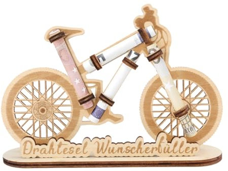 Wunscherfüller Deko Fahrrad Holz Spardose Geschenk Handgefertigte Geburtstag Geldgeschenke Deko Fahrrad Geldgeschenk Miniatur für Radfahrer Freunde Familie Geschenke zum Vatertag