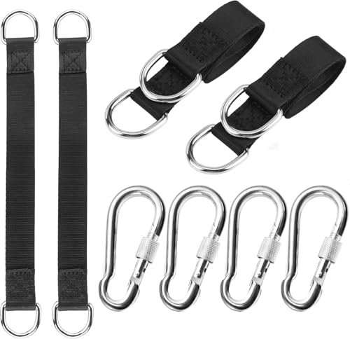 Hammock Straps Tree Swing Straps, 4 Sets Swing Attachment Hammock Strap with 4 Carabiner Hooks, Nylon Portable Swing Hanging Kit Tear-resistant Suspension Hanging Strap for Tree Swing Camping Hammock