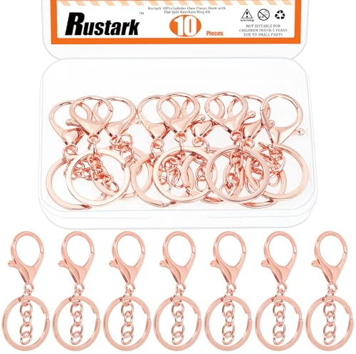Rustark Gancio portachiavi girevole con anello portachiavi colorato con gancio aragosta portachiavi con moschettone (oro rosa)