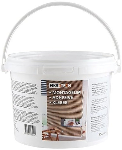 FIBROTECH Montagekleber Eimer (2,5 kg, weiß, ausreichend für 6 m2, Montagekleber, Zubehör Akustikplatten, Raumklang, Wandverkleidung, Schallisolierung) 2119001