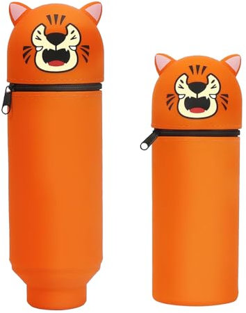 LEWBDF Silikon Federmäppchen Tiger, Federmäppchen Aus Weichem Silikon, Kawaii Federmäppchen Panda, Kawaii Federmäppchen Tiger, Mädchen Junge Niedliche Schule Geschenk (Tiger)