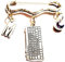 Royal Swan Antique Silver, Personalised Computer Keyboard Brooch with Initial & Birthstone in a Velvet Gift Bag. IT Pin/Badge.
