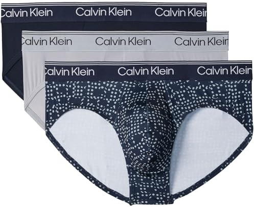 Calvin Klein Herren 3er Pack Unterhosen Hip Briefs mit Logobund, Mehrfarbig (Shoreline/Cut Circles Shoreline/Mis), S