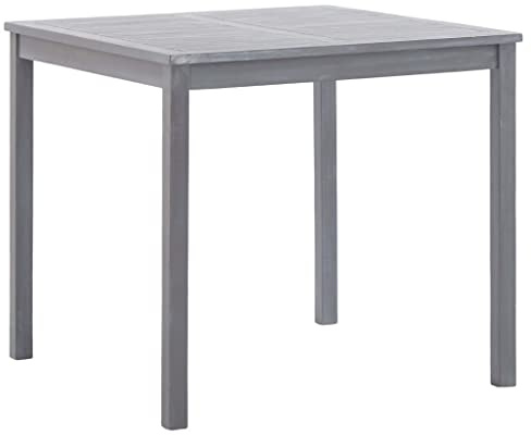 QUAHEAS Gartentisch Grau 80x80x74 cm, Massivholz Akazie, geschliffen, witterungsbeständig, für Garten und Terrasse, robuster Outdoor Esstisch
