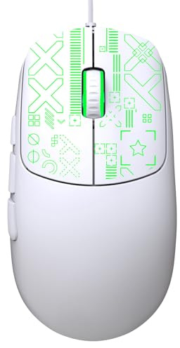 Xiuganpo Computermaus, USB-Kabelmaus mit 7 Leuchtenden Farben, 4 Einstellbaren Bewegungsgeschwindigkeiten und 6 Funktionstasten, Ergonomische Gaming-Maus für Laptop, PC, Tablet (White)