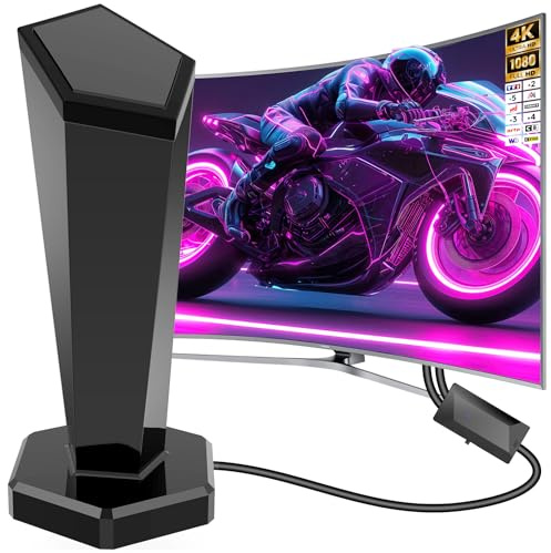 Antenne TNT Intérieure avec Amplificateur de Signal, Réception 360°, Compatible TV 4K 1080P DVB‑T/DVB‑T2