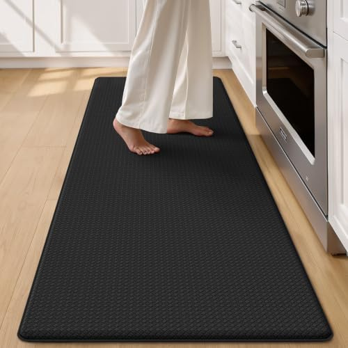 COLOR&GEOMETRY Küchenläufer 60x150CM wasserfest Küchenmatte, Schwarz | groß, breit Anti Ermüdungs Kissen küchenteppich rutschfest, leicht zu reinigen PVC, ölbeständig, für Waschküche, Büro
