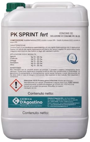 Naturii Fertilizzante PK SPRINT fert – Concime CE PK 30-20 Liquido Fertilizzante Fosforo e Potassio ad Alta Assimilabilità (12 kg)