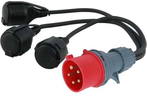 Tuidzljd Hochstrom CEE Adapter 400V 16A Stecker auf 3 X 230V Verteilerkupplung Verlängerungskabel