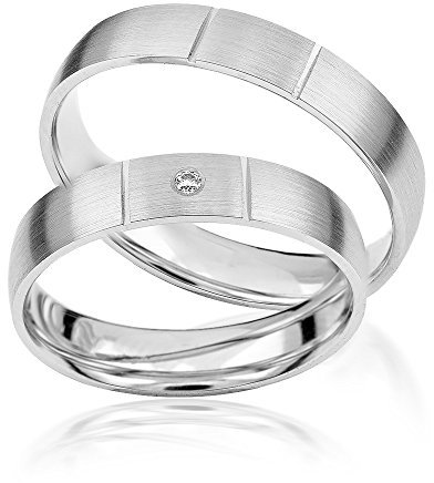 2x Palladium Eheringe Partnerringe Trauringe Verlobungsringe inkl. Gravur und Steine PDJC16-500