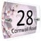 Personalised House Number Sign Printed Plaque Garden Glass Effect Acrylic Sign Door Plate Marble Wall Display 2 Part Branded Acrylic (Fresh flowers on blue background.)