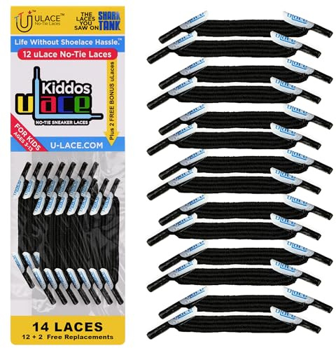 U-Lace Kiddos Children's Woven No-Tie Shoelaces - Black