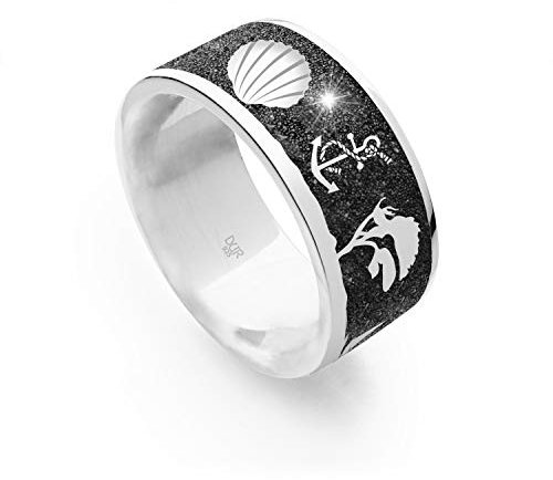 DUR Schmuck Unisex Nachtring OSTSEE, Lavasand, Silber 925/- rhodiniert (R5230) (64 (20.4))