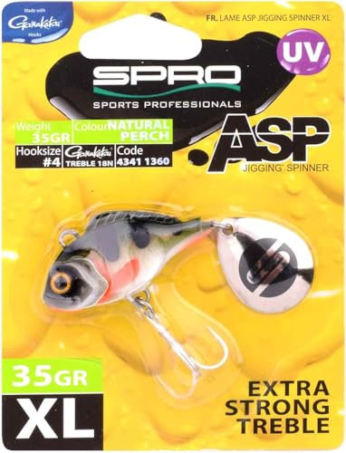 SPRO ASP Spinner XL – Searchbait mit original Gamakatsu Haken, für große Raubfische in Süß- und Salzwasser, Farbe:Natural Perch, Größe/Gewicht:Gr. 4 / 35g