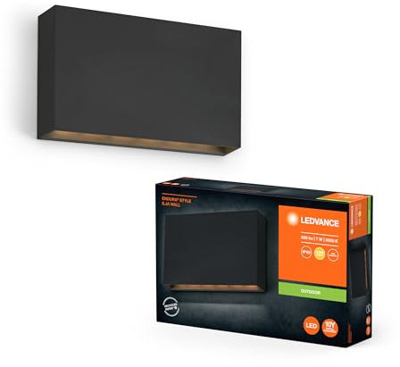 Ledvance ENDURA STYLE ILJA WALL Außenbeleuchtung, 7W, 330lm, Wandleuchte, dunkelgrau, IP65 Schutzklasse, 3.000K Farbtemperatur, warmweiße Lichtfarbe