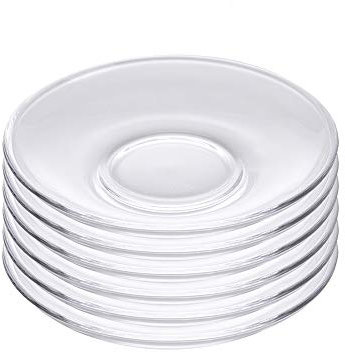 Sizikato Lot de 6 assiettes en verre transparent pour snacks, desserts, table à thé, 10,2 cm