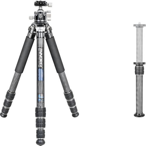 INNOREL CT75C Kamerastativ aus Carbonfaser mit D36-Kugelkopf | Professionelles Kompaktstativ mit 36-mm-Low-Gravity-Kugelkopf, 29-mm-Rohrdurchmesser, Tragkraft 20 kg, mit Mittelsäule