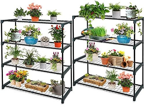 Taylor & Brown 2 x 4 Tier Greenhouse Staging and Shelving Racks | Free Standing Outdoor Plant Stand | Tiered Garden Plants Rack for Potting, Pots or Trays