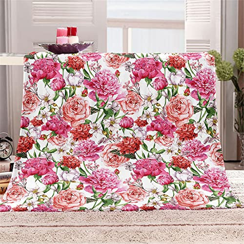FANSU 3D Kuscheldecke Flauschig Flanell Decke, Drucken Microfaser Weich Warm Plüsch Fleecedecke Sofadecke Couchdecke Wohndecke Bettdecke Tagesdecke (Pinke Rose,150x200cm)