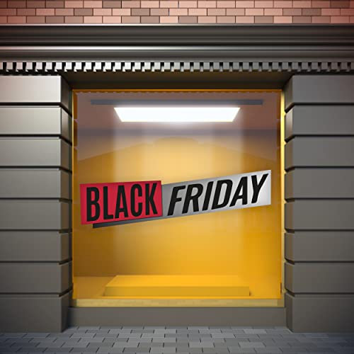 Oedim Vinilo Escaparates Rebajas Black Friday Rojo, 150x48cm, Vinilo Adhesivo, Decora tu escaparate, Pegatinas Adhesivas Escaparate, Vinilos Negocios