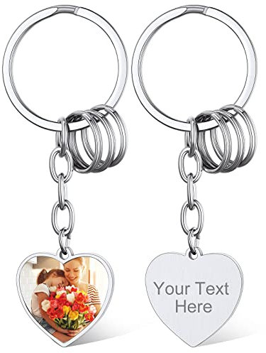 Porte Clef Coeur Photo Personnalisable Porte-clés Prénom Personnalisé Voiture Moto Femme Homme