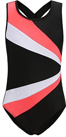 SEAUR - Gymnastikanzug Mädchen Ärmellos Kinder Turnanzug Schwarz mit Kreuz Schultergurte Tanzen Kleidung Ballet Yoga Kleid Klassisch Trikot Gymnastik 13-14 Jahre