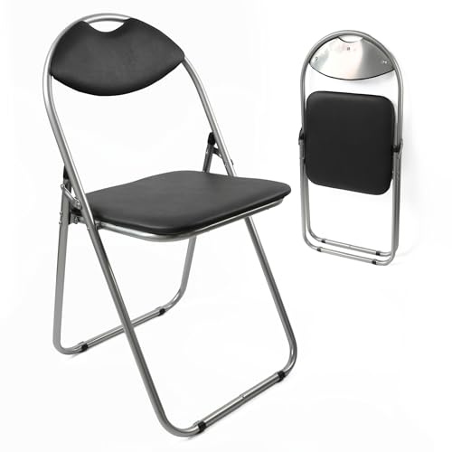 DIVCHI Paris Faux Leather Chair | Folds Up For Storage | Comfy And Durable | Realistic and Fashionable | Black Colour