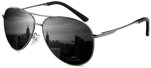ANYLUV Pilot Sunglasses for Men Women, Premium Mens Sunglasses Polarised Black UV Protection with Metal Frame for Driving