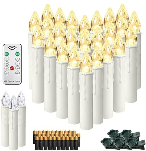YUENFONG 30x LED Kerzen mit Timerfunktion Fernbedienung, Flammenlose Weihnachtskerzen mit Batterien, für Weihnachten, Weihnachtsdeko, Hochzeitsdeko, Warmweiß