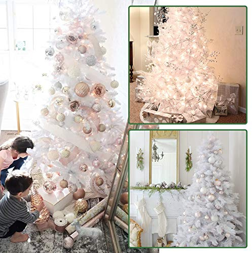 Ikodm 120CM Weihnachtsbaum Künstlich mit Beleuchtung, Tannenbaum Künstlich mit Metallständer, Christbaum Tree PVC Nadeln 200 Spitzen, Künstliche Weihnachtsbäume für Zuhause (Weiß,Kaltweiß)