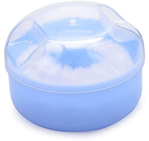 Puderdose mit Puff, weicher Schwamm, Kosmetik und Körper/Behälter (blau)