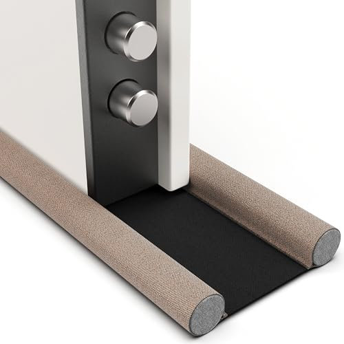 Bas de Porte Double Isolant - 100 CM, Boudin de Porte pour Portes Blindées, Isolants de Courants d'air pour Portes de Toutes Les Largeurs, Isolation Contre Le Froid, l’Humidité, et Le Bruit (Gris)
