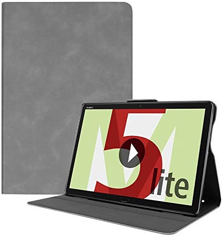 Schutzhülle für Huawei Mediapad M5 Lite 10 BAH2-W09 BAH2-W19 BAH2-L03 BAH2-L09 BAH2-L10 Tablet Cover, Folio Stand Flip PU Leder Hülle für Huawei C5 10.0 BZT-W09 BZT-AL00 BZT-AL10 10.1 Zoll (Grau)