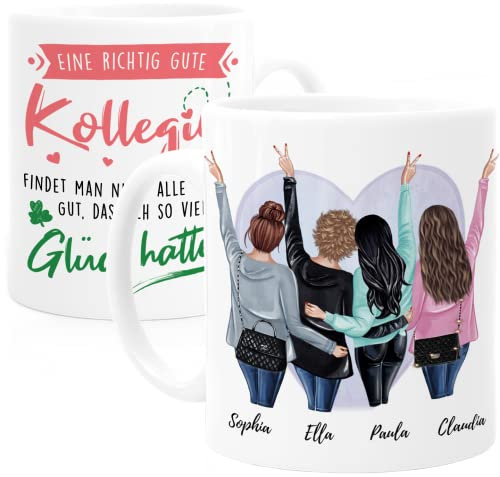 Cupdarling® Tasse Personnalisable - 4 Collègues Féminines - Cadeau Départ Collègue De Travail - Anniversaire Femme - 330 mL Céramique