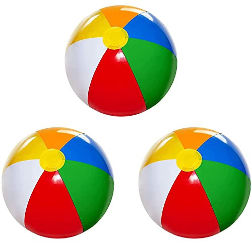 3PACK Beach Ball, Inflatable Beach Balls Rainbow, Rainbow Inflatable Toys for Summer, Kids Birthday Party Beach Ball, Suitable for Outdoor Activity, Water Games, Swimming Pool Beach