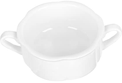 Hoement Salatschüssel Weiß Mit Zwei Griffen Dampfschüssel Aus Keramik Obstschale Für Küche Und Camping Hitzebeständig Und Langlebig Leicht Zu Reinigen Tragen