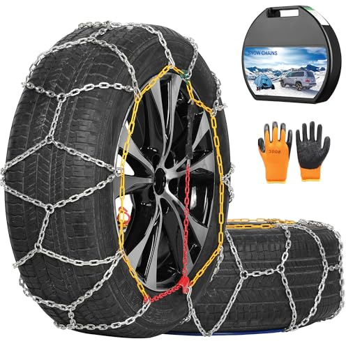 COCO BIRD Schneeketten, verschleißfeste Hartstahl-Anti-Rutsch-Reifenkette für PKW, Pickups und SUVs, 2 Stück (KN130)