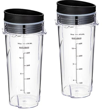 Vasos de repuesto de 16 onzas para licuadora Ninja QB3001SS, con tapas. (16 onzas)