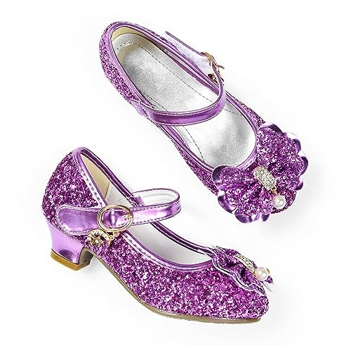 JerrisApparel Chaussures Princesse Fille Fête Déguisement Mariage Mary Janes (38 EU, Violet)