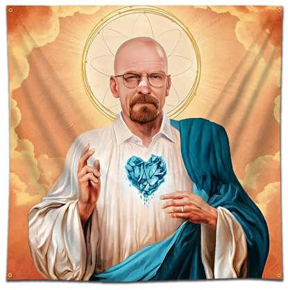 DecrPlus Walter White Tapisserie Lustiges Meme Jesus Banner Poster Wandbehang Flagge 1,2 x 1,2 m Schlafzimmer Hintergrund Dekoration Flaggen