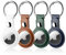 LETREEN 4er Pack Kompatibel mit Apple AirTag Anhänger, Leder Airtag Hülle mit Schlüsselanhänger (Dunkelblau/Grün/Braun/Weiß)