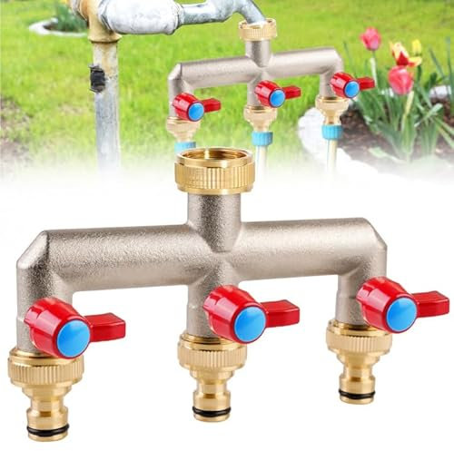Distributore D'acqua Del Rubinetto A 3 Vie, Distributore A 3 Vie Adattatore Da 3/4 Adattatore Per Collegamento All'acqua Collegamento Per L'acqua Da Giardino Per Regolare E Chiudere Il Flusso D'acqua