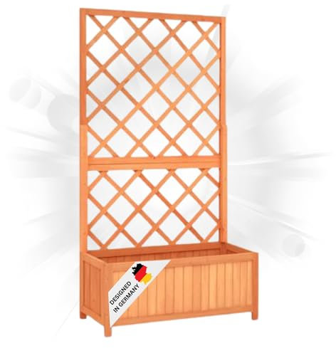 DELUKE Rankkasten Gartenspalier MALO braun | 135x70x30cm | Spalier mit Blumenkasten mit Rankgitter Rankhilfe mit Pflanzenkasten Blumenkübel Pflanzgefäß