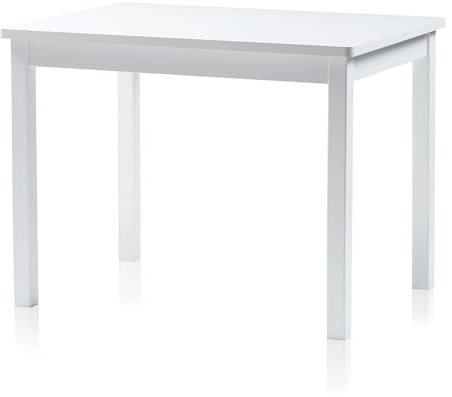 KHG Kindertisch Massivholz lackiert weiß Landhaus für Kinderzimmer, 4-Fußgestell, Pflegeleichte Oberfläche, robust, kindgerechte Höhe 66 x 51 x 50 cm