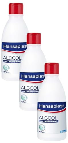 HANSAPLAST Antiseptique Alcool 70% Volume (1 x 250 ml), Alcool modifié pour désinfection cutanée, Solution désinfectante pour petites plaies superficielles (Lot de 3)
