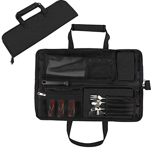 HJSSAA Bolsa para cuchillos, bolsa para cuchillos de cocinero, bolsa para cuchillos de chef, bolsa de cuchillos Oxford resistente con 13 ranuras, asa fácil y correa para el hombro, almacenamiento de